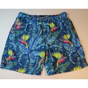 Caribbean Joe Shorts Mens Medium Floral Swim Trunks Lined Tropical Hawaiian